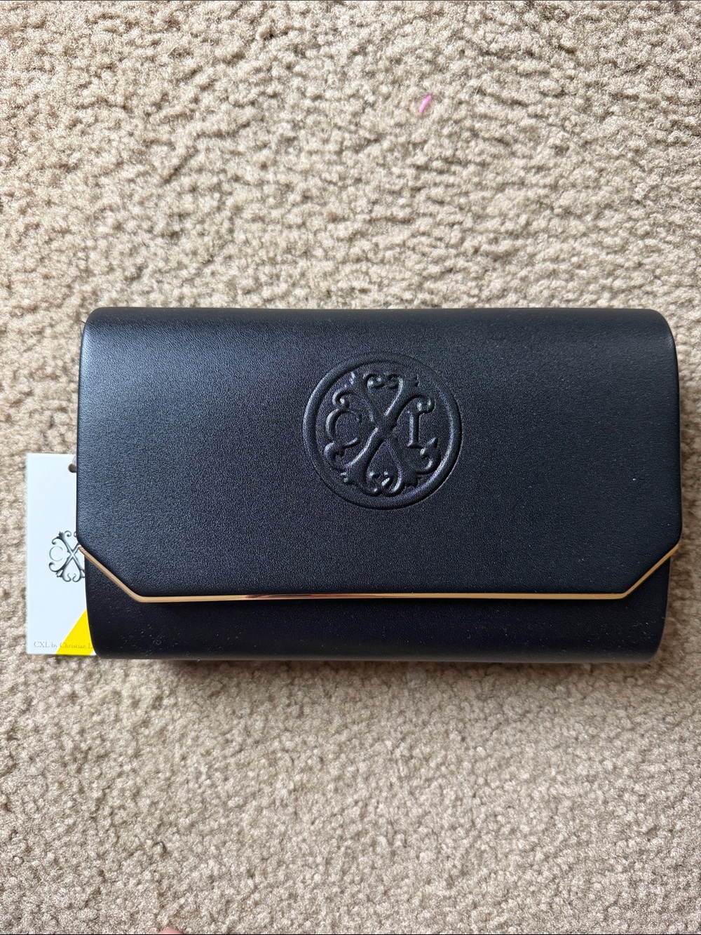 Christian Lacroix Black Envelope Shoulder Bag with Gold Accent Chain Strap